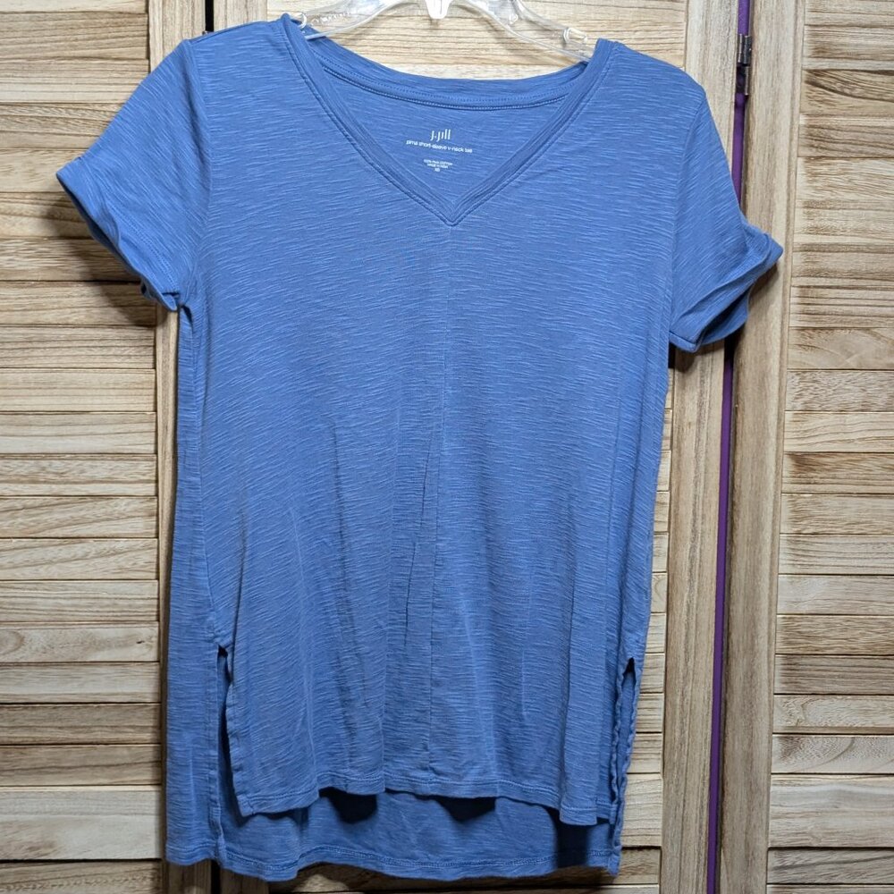J. Jill V-Neck T-Shirt Blue Size XS